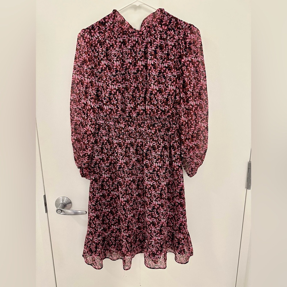 Donna Morgan Pink and Black Long Sleeve Floral Dress
